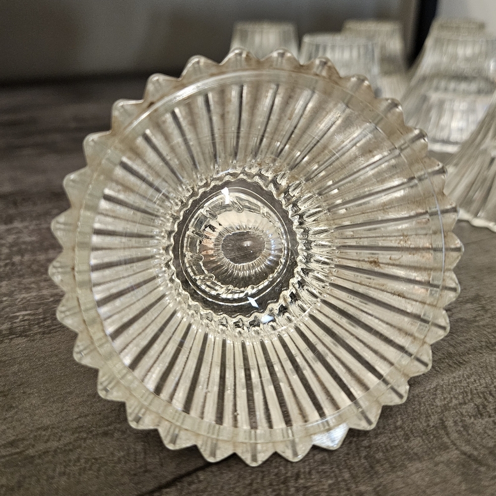 Set of 13 Clear Ribbed Glass Reversible Taper & Tealight Candle Holders - Picture 5 of 5